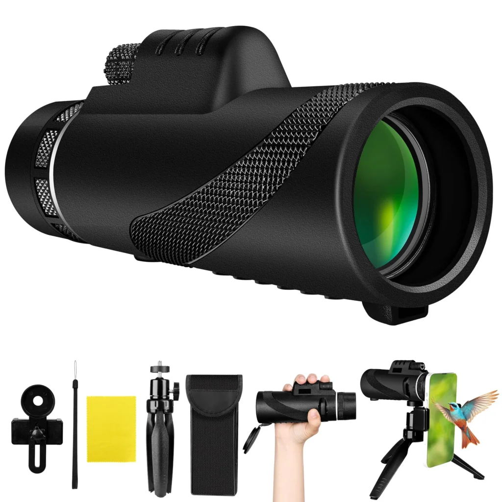 Pankoo 40x60 HD Monocular Scope – High-definition monocular telescope with 40x magnification, BAK4 prism, and smartphone compatibility for enhanced zoom photography
